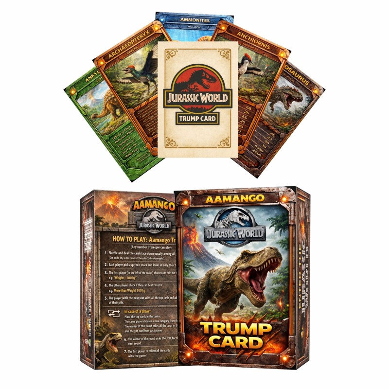 Aamango Jurassic World &amp; Animal World Trump Cards Combo Pack (63 Cards Each) | Educational Card Game for Kids | Learn Dinosaurs, Animals, Facts &amp; Stat